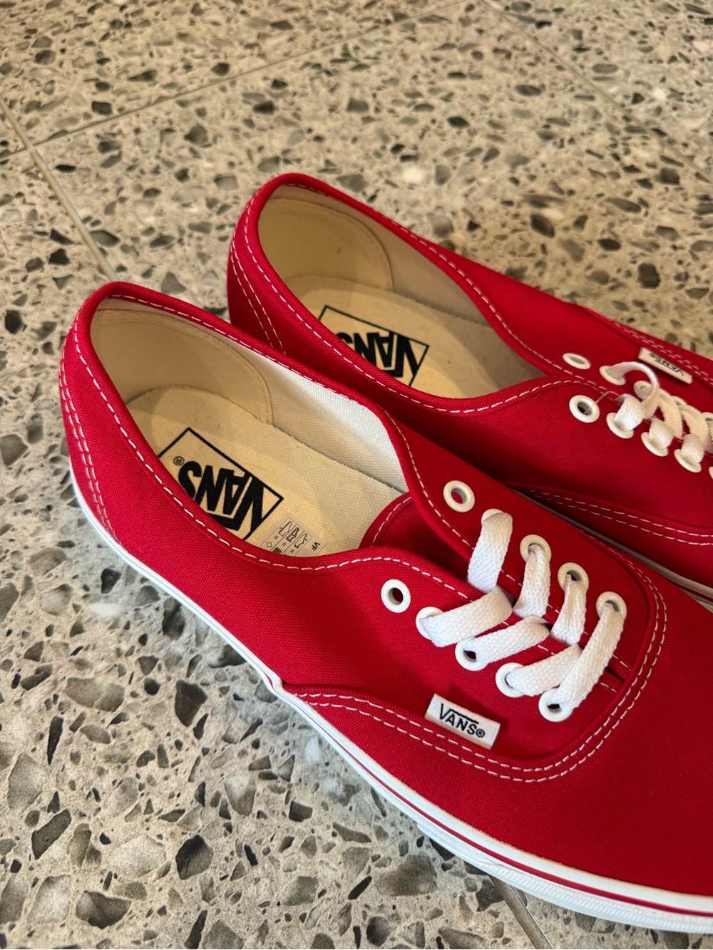 Vans Classic Low-Top Canvas Sneakers - Red with White Accents - Picture 2 of 4